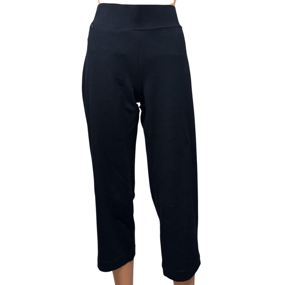 Lands End Womens Size X-Small Pants Cropped Black Stretch Knit Capri Crop XS New